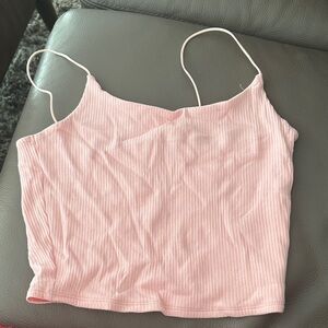 Garage Light Pink Ribbed Crop Top